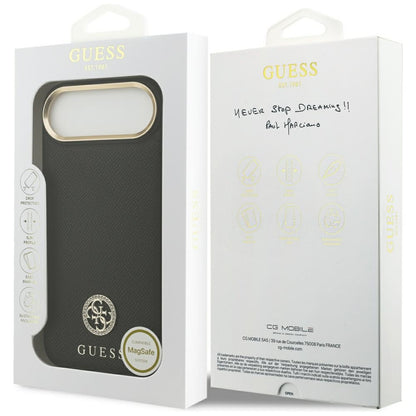 Coque MagSafe pour Apple iPhone 17 Air, Guess, Logo Strass Grainé, Noire