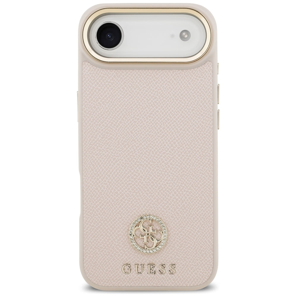 Étui MagSafe pour Apple iPhone 17 Air, Guess, Logo Strass Grainé, Rose
