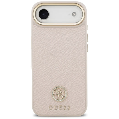 Étui MagSafe pour Apple iPhone 17 Air, Guess, Logo Strass Grainé, Rose