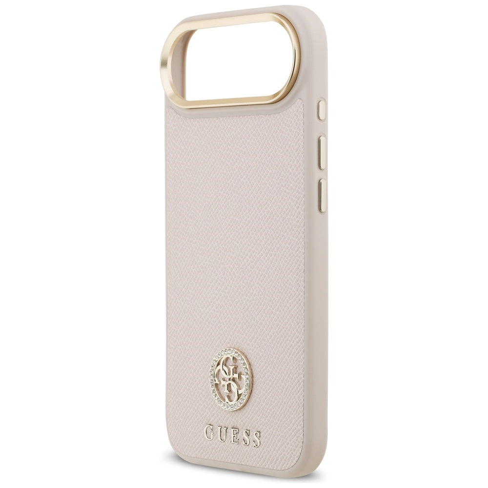 Étui MagSafe pour Apple iPhone 17 Air, Guess, Logo Strass Grainé, Rose
