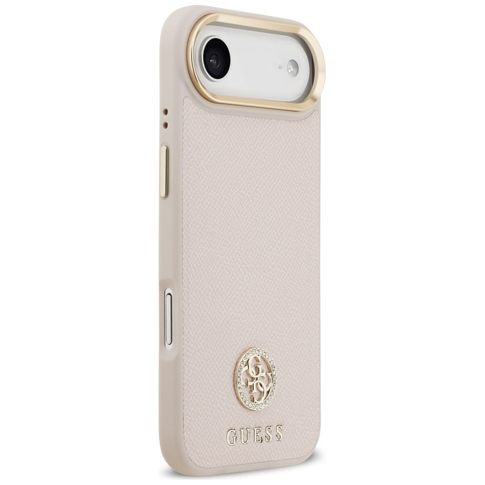 Étui MagSafe pour Apple iPhone 17 Air, Guess, Logo Strass Grainé, Rose