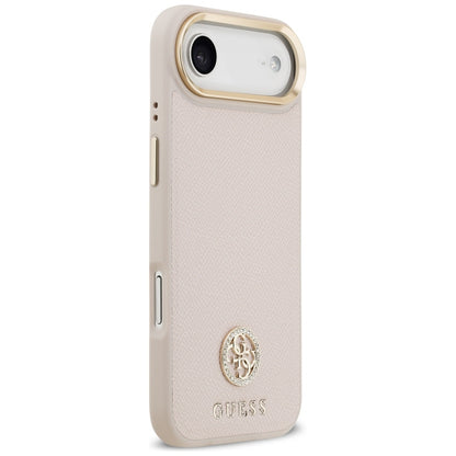 Étui MagSafe pour Apple iPhone 17 Air, Guess, Logo Strass Grainé, Rose