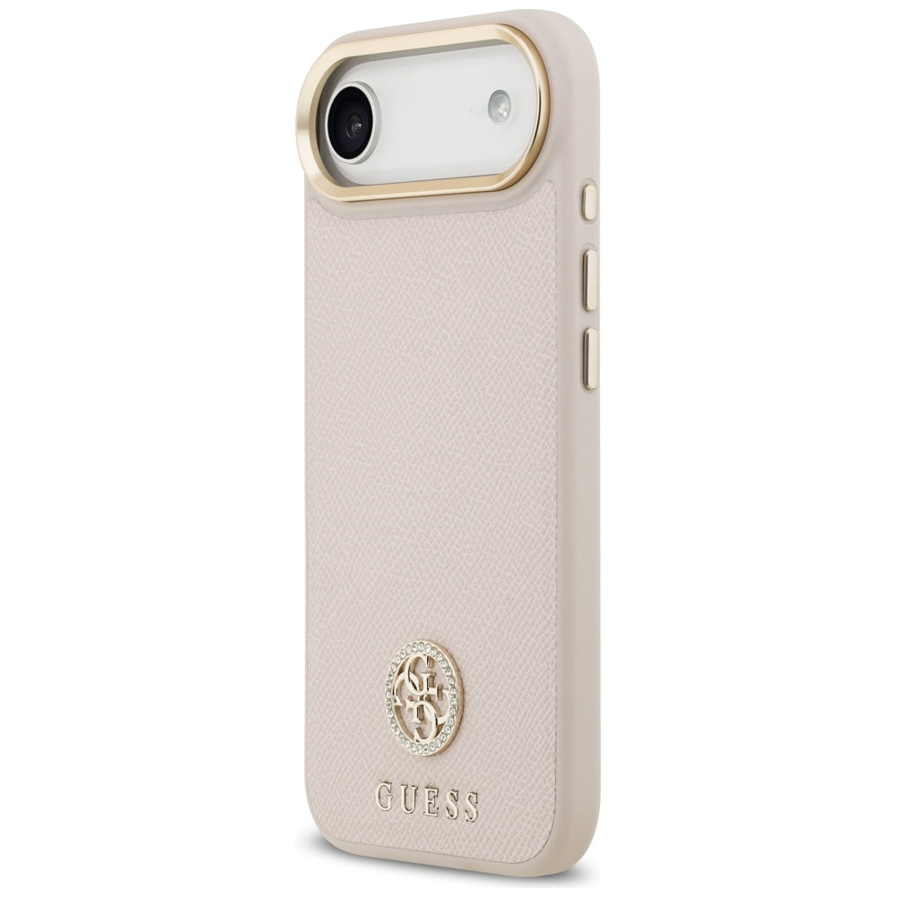 Étui MagSafe pour Apple iPhone 17 Air, Guess, Logo Strass Grainé, Rose