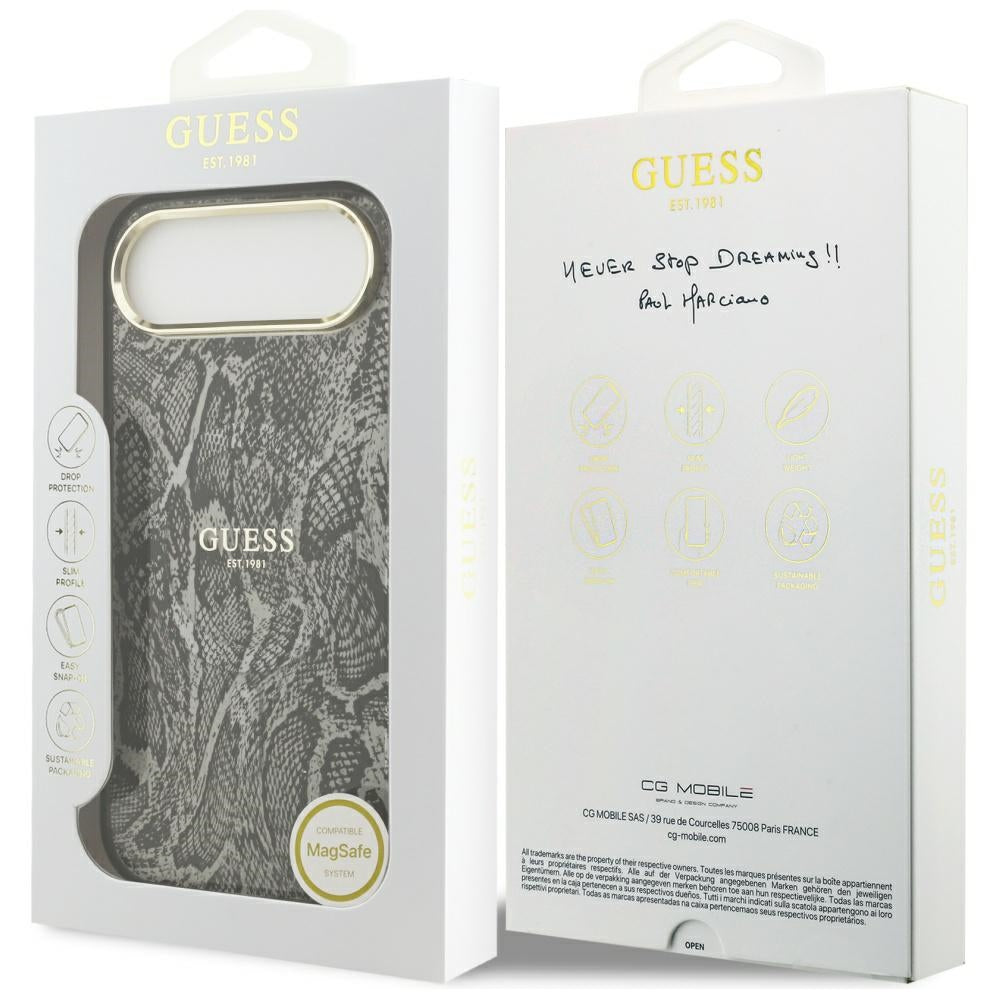 MagSafe hoes voor Apple iPhone 17 Air, Guess, Python Patroon, Zwart