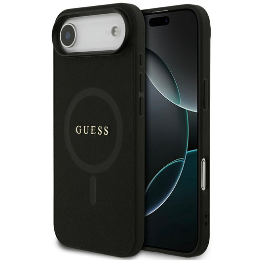 MagSafe hoes voor Apple iPhone 17 Air, Guess, Saffiano Classic Logo, Zwart