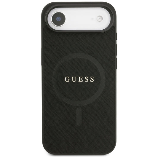 MagSafe hoes voor Apple iPhone 17 Air, Guess, Saffiano Classic Logo, Zwart