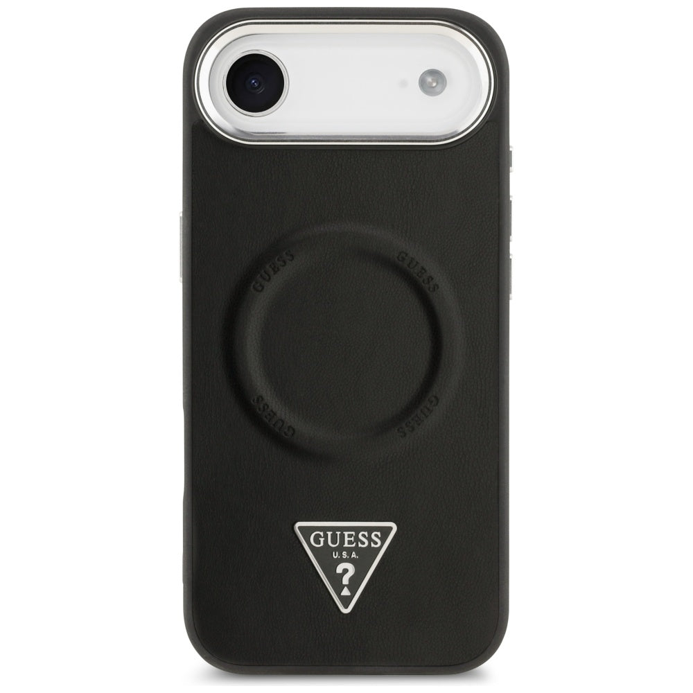 MagSafe Hülle für Apple iPhone 17 Air, Guess, Triangle Logo, Schwarz Silbern