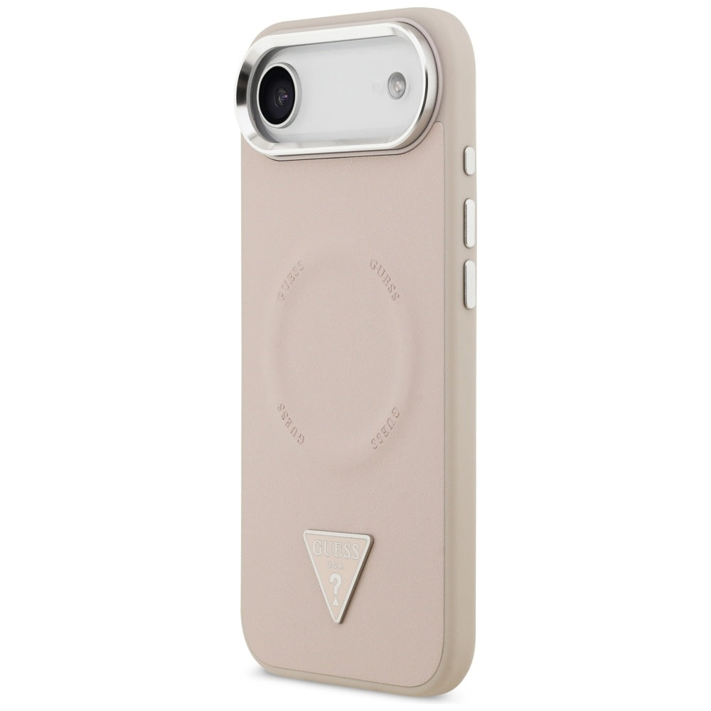 Étui MagSafe pour Apple iPhone 17 Air, Guess, Logo Triangle, Rose Argenté