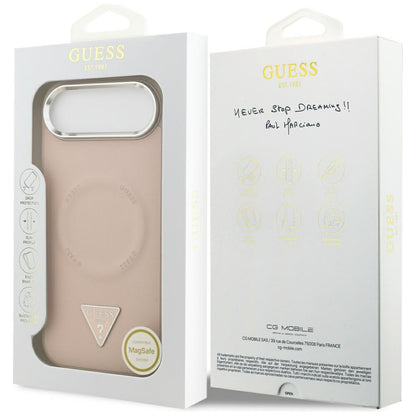 Étui MagSafe pour Apple iPhone 17 Air, Guess, Logo Triangle, Rose Argenté