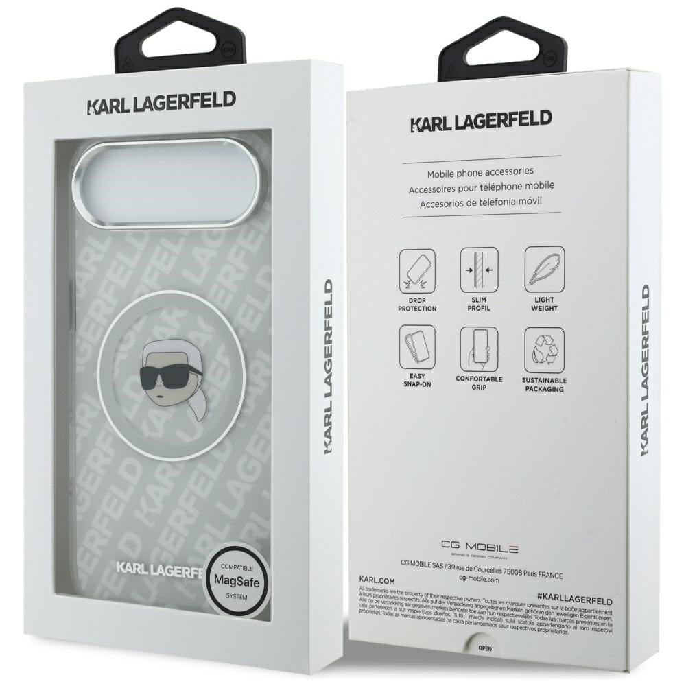 MagSafe Hülle für Apple iPhone 17 Air, Karl Lagerfeld, IML Karl`s Head, Grau