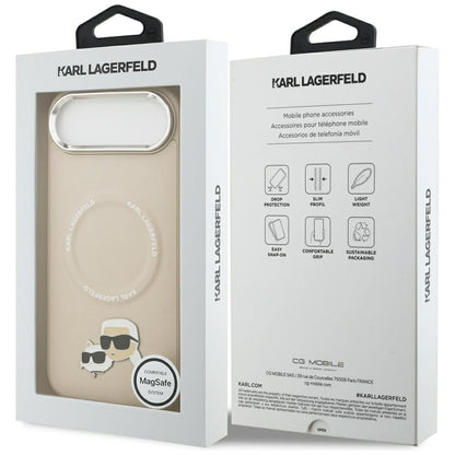MagSafe hoes voor Apple iPhone 17 Air, Karl Lagerfeld, Karl & Choupette Pins, Beige