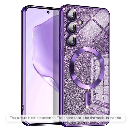 MagSafe hoesje voor Apple iPhone 17 Air, Techsuit, Luxury Glitter, Donkerpaars