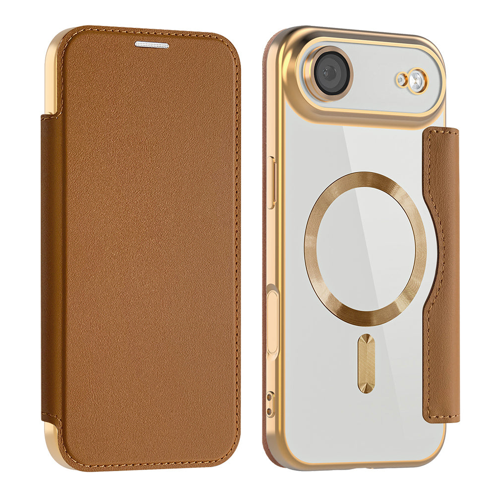 MagSafe hoes voor Apple iPhone 17 Air, Techsuit, SmartMag Book, Bruin