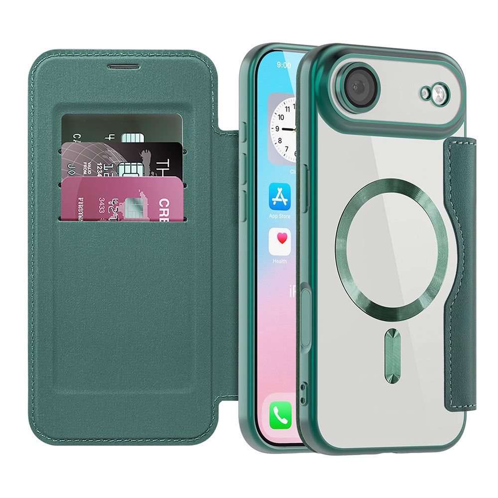 MagSafe hoes voor Apple iPhone 17 Air, Techsuit, SmartMag Book, Groen