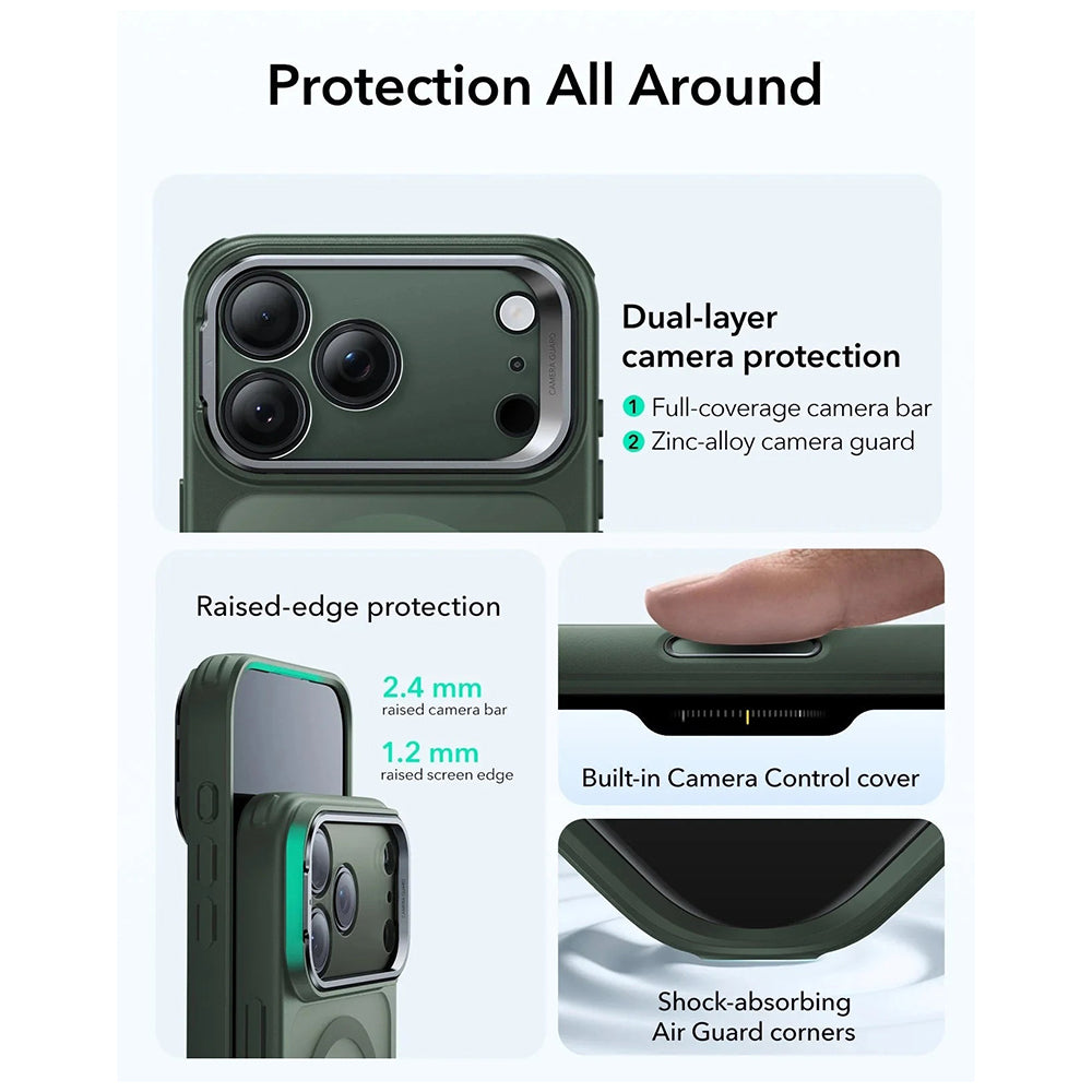 Coque MagSafe pour Apple iPhone 17, ESR, Classic Hybrid Kickstand, Vert Satiné