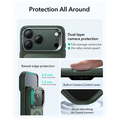 Coque MagSafe pour Apple iPhone 17, ESR, Classic Hybrid Kickstand, Vert Satiné