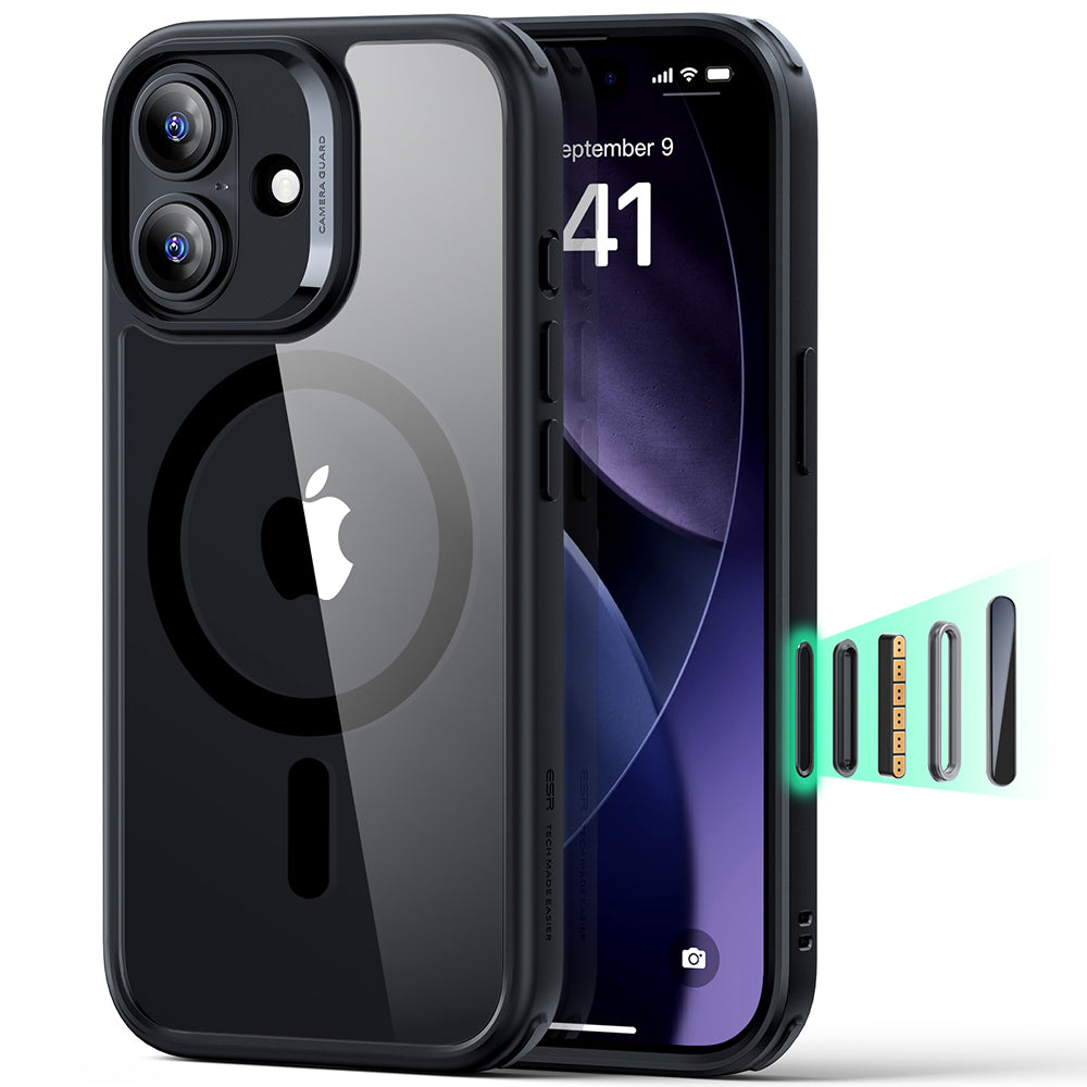 Coque MagSafe pour Apple iPhone 17, ESR, Classic Hybrid, Noire Transparente