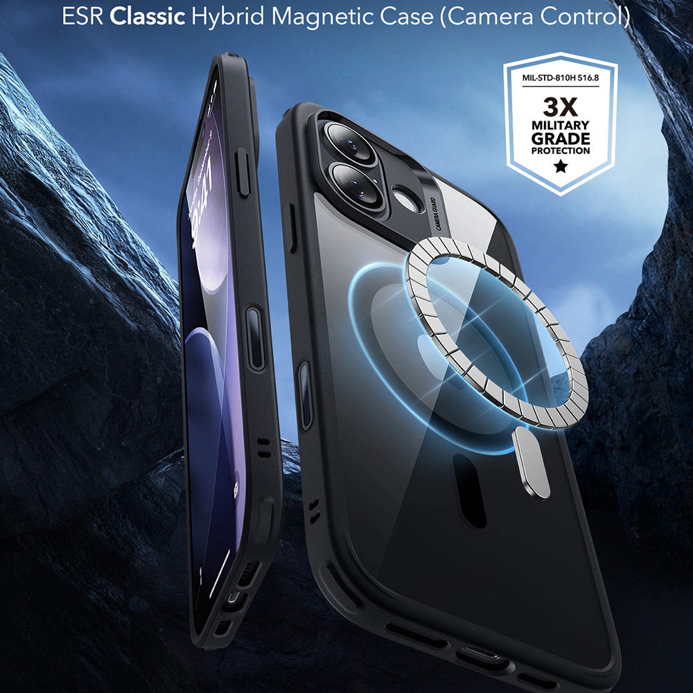 Coque MagSafe pour Apple iPhone 17, ESR, Classic Hybrid, Noire Transparente