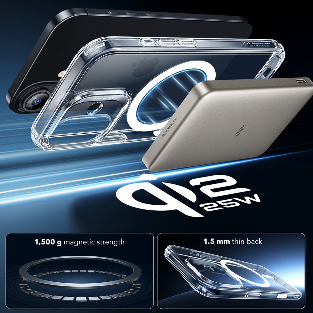 Coque MagSafe pour Apple iPhone 17, ESR, Classic Hybrid, Transparente