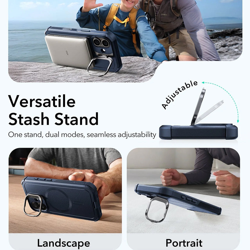 MagSafe hoes voor Apple iPhone 17, ESR, Cyber Armor Kickstand, Blauw