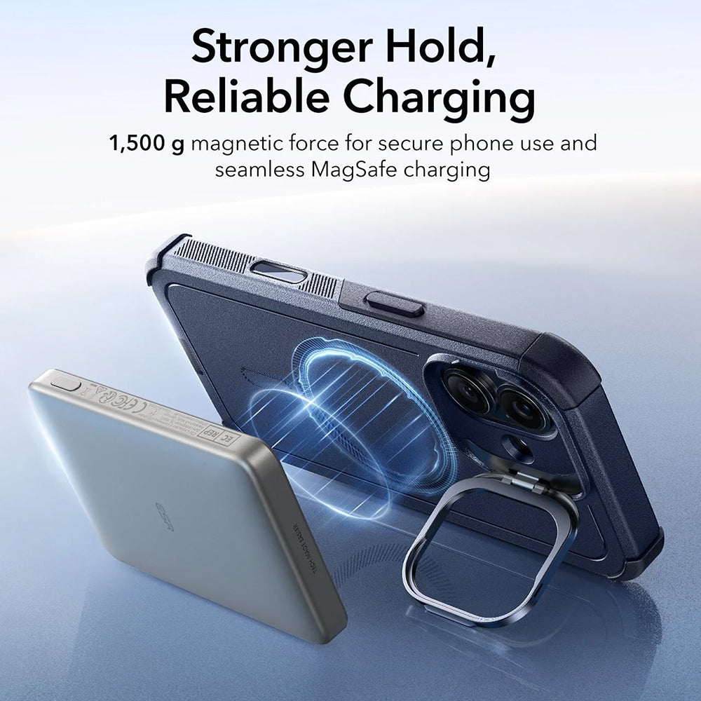 MagSafe hoes voor Apple iPhone 17, ESR, Cyber Armor Kickstand, Blauw