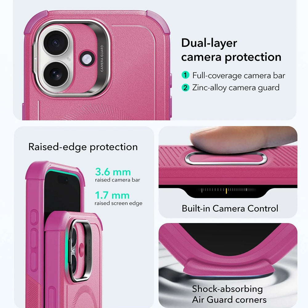 MagSafe hoes voor Apple iPhone 17, ESR, Cyber Armor Kickstand, Roze