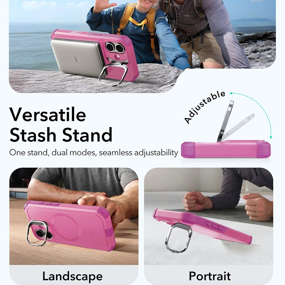 MagSafe hoes voor Apple iPhone 17, ESR, Cyber Armor Kickstand, Roze