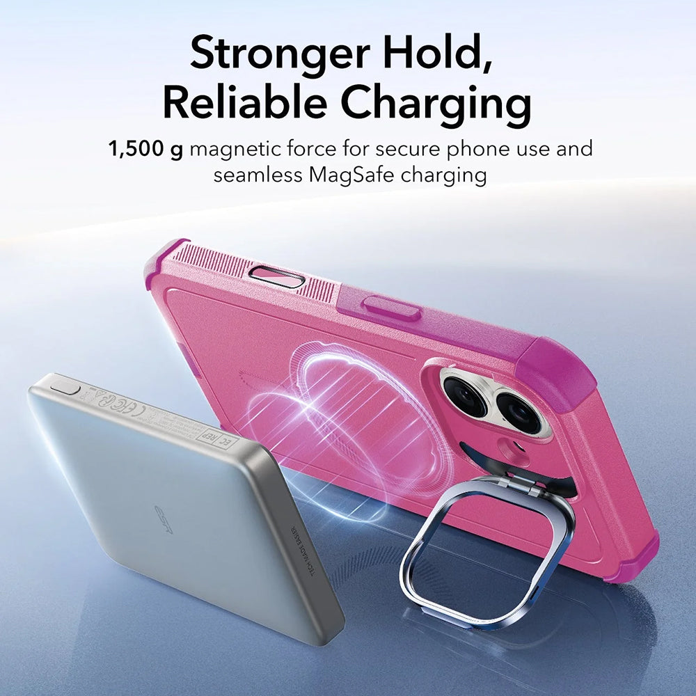 MagSafe hoes voor Apple iPhone 17, ESR, Cyber Armor Kickstand, Roze