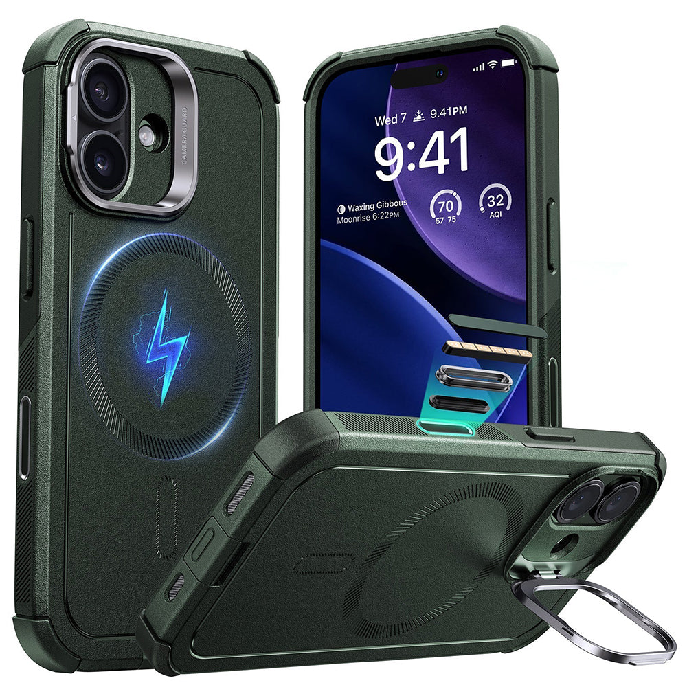 Étui MagSafe pour Apple iPhone 17, ESR, Cyber Armor Kickstand, Vert