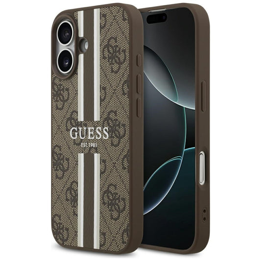 Étui MagSafe pour Apple iPhone 17, Guess, 4G Printed Stripes, Marron