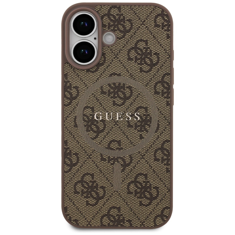 MagSafe hoesje voor Apple iPhone 17, Guess, 4G Ring Classic Logo, Bruin