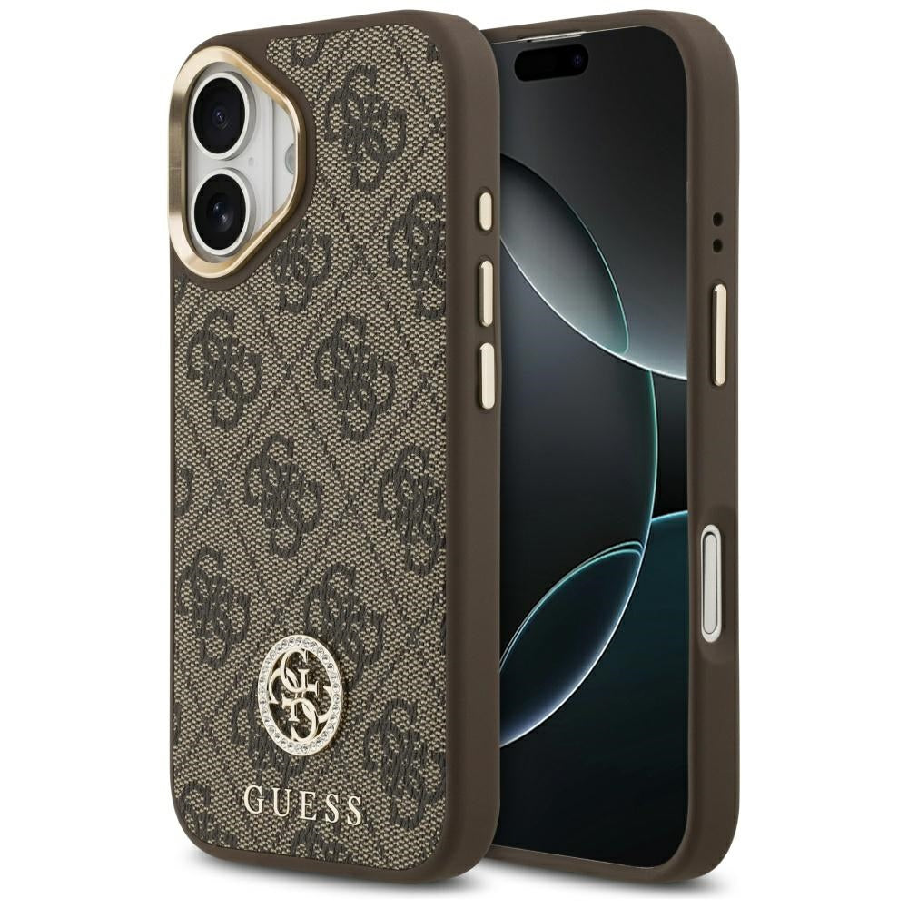 MagSafe hoesje voor Apple iPhone 17, Guess, 4G Strass Logo, Bruin