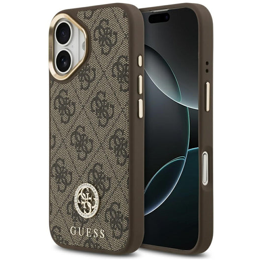 MagSafe hoesje voor Apple iPhone 17, Guess, 4G Strass Logo, Bruin