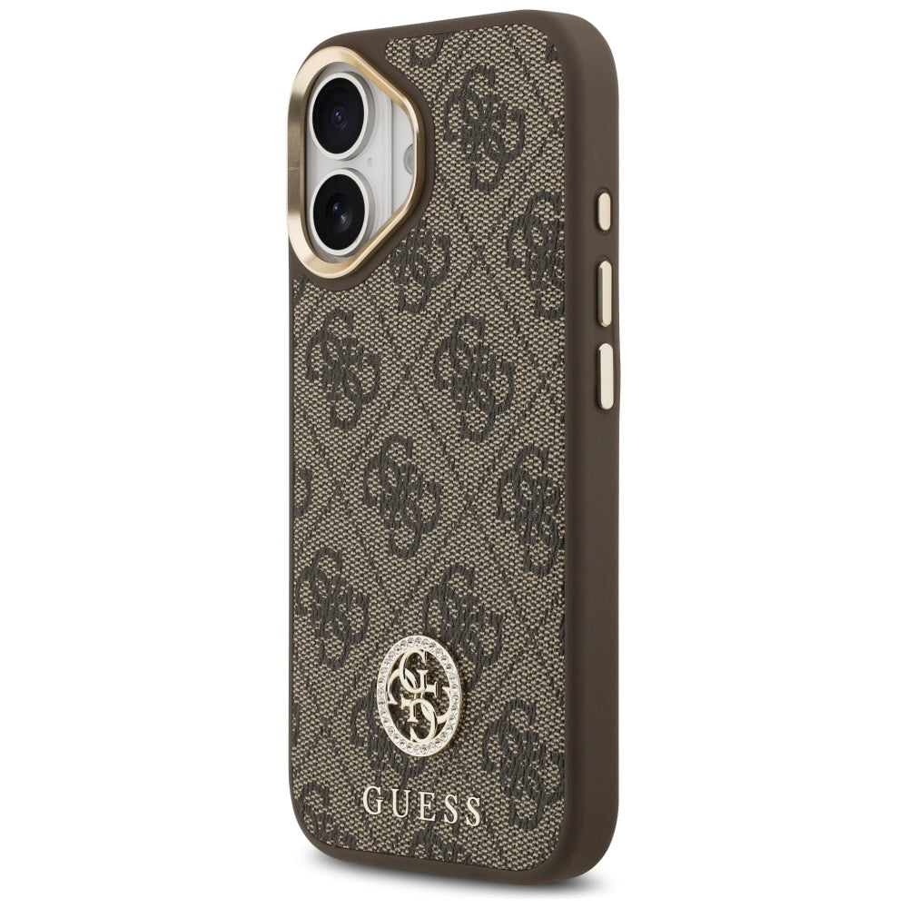 MagSafe hoesje voor Apple iPhone 17, Guess, 4G Strass Logo, Bruin