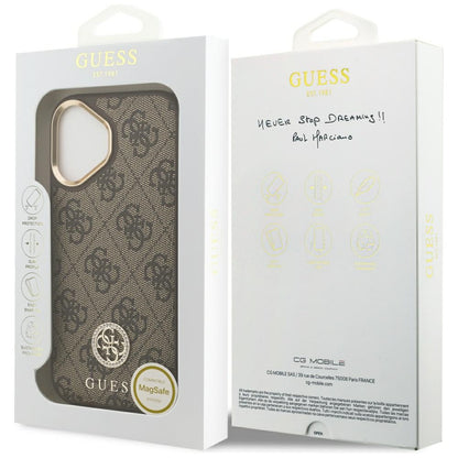 MagSafe hoesje voor Apple iPhone 17, Guess, 4G Strass Logo, Bruin