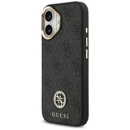 MagSafe Hülle für Apple iPhone 17, Guess, 4G Strass Logo mit großem Band, Schwarz
