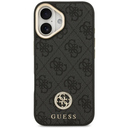 MagSafe hoesje voor Apple iPhone 17, Guess, 4G Strass Logo met grote band, Zwart