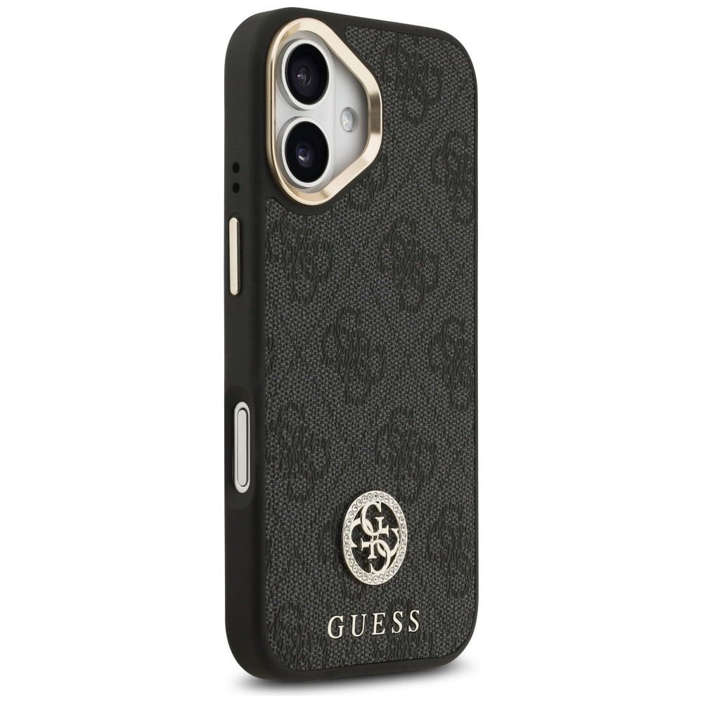 MagSafe Hülle für Apple iPhone 17, Guess, 4G Strass Logo mit großem Band, Schwarz