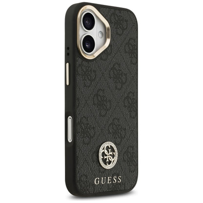 MagSafe Hülle für Apple iPhone 17, Guess, 4G Strass Logo mit großem Band, Schwarz