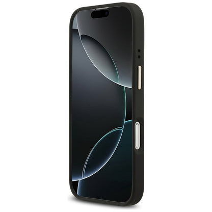 MagSafe Hülle für Apple iPhone 17, Guess, 4G Strass Logo mit großem Band, Schwarz