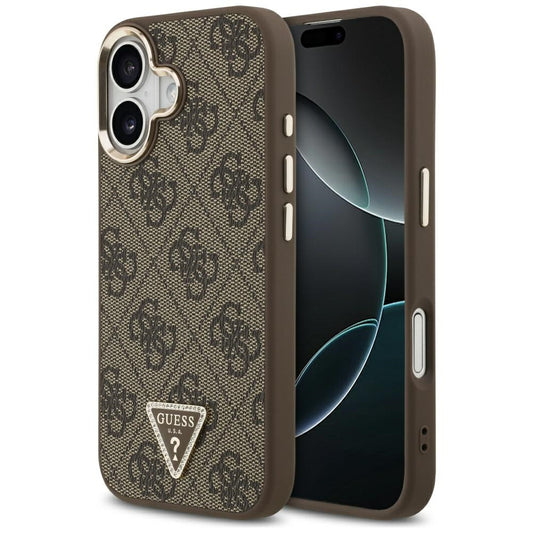 MagSafe hoesje voor Apple iPhone 17, Guess, 4G Triangle Logo, Goudbruin