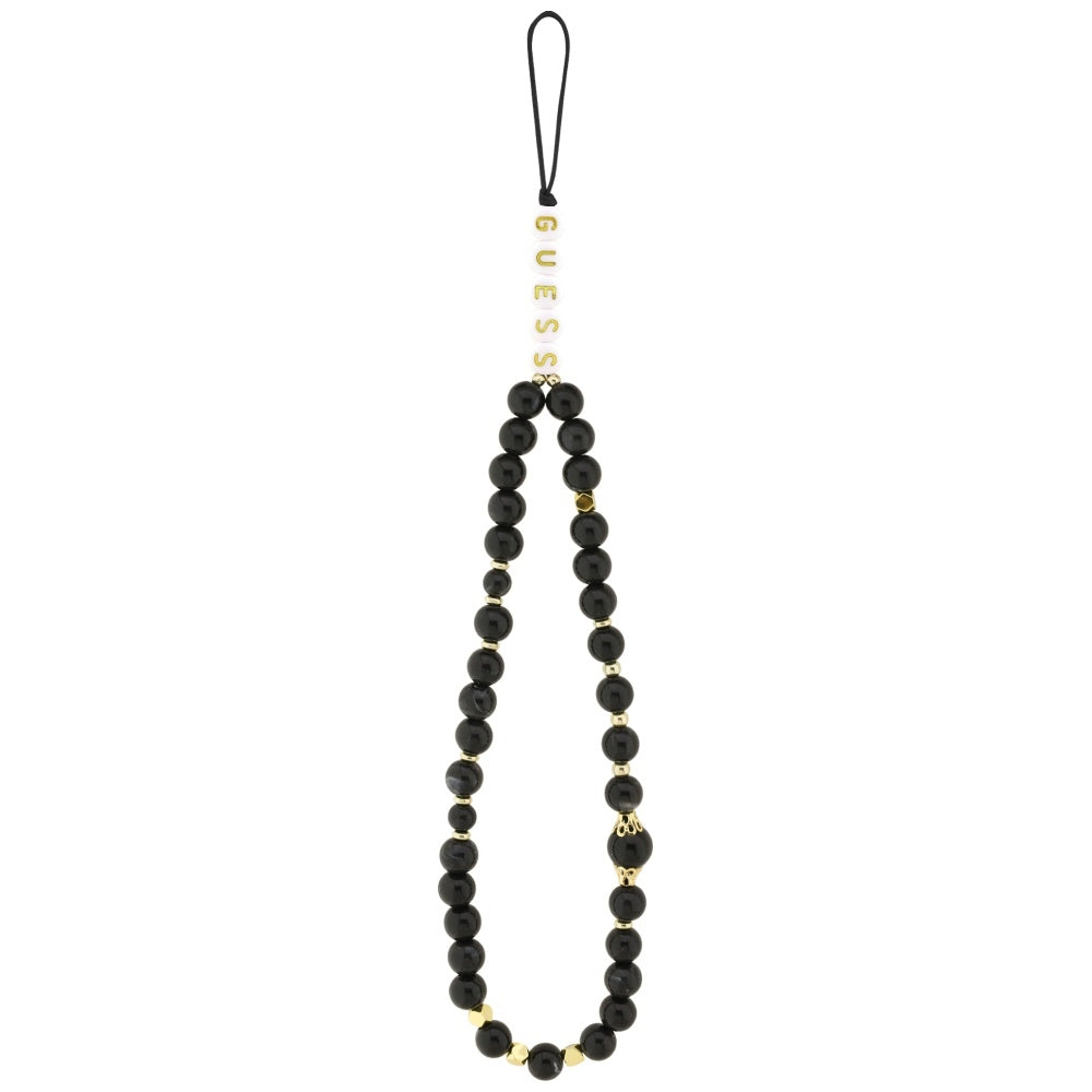 MagSafe Hülle für Apple iPhone 17, Guess, 4G Triangle Logo mit Kordelband, Schwarz