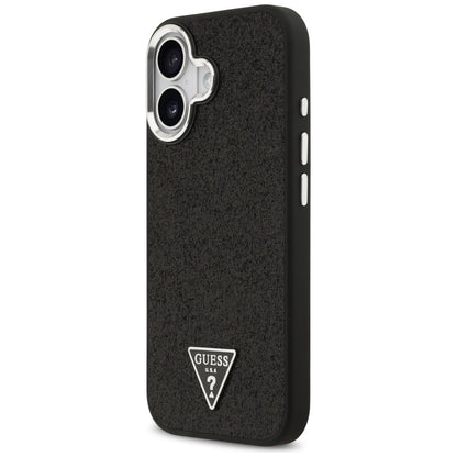 MagSafe Hülle für Apple iPhone 17, Guess, Glitter Triangle Logo, Schwarz