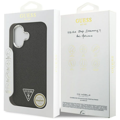 MagSafe Hülle für Apple iPhone 17, Guess, Glitter Triangle Logo, Schwarz