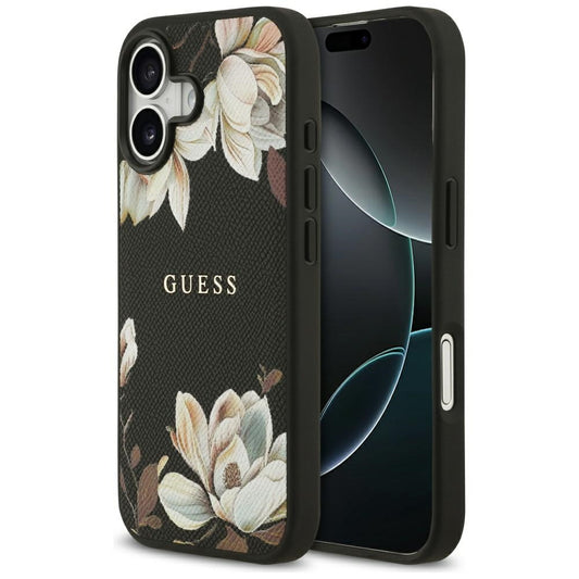 MagSafe hoes voor Apple iPhone 17, Guess, Grained Flowers, Zwart