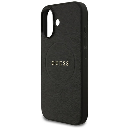 MagSafe Hülle für Apple iPhone 17, Guess, Grained Gold Ring, Schwarz