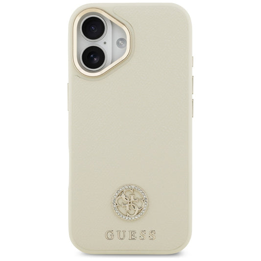 MagSafe hoesje voor Apple iPhone 17, Guess, Grained Strass Logo, Beige