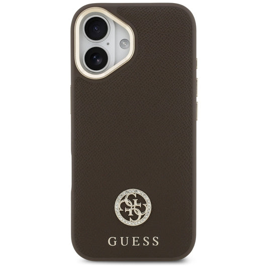 MagSafe hoesje voor Apple iPhone 17, Guess, Grained Strass Logo, Bruin