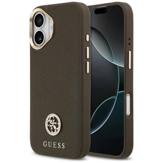 MagSafe hoesje voor Apple iPhone 17, Guess, Grained Strass Logo, Bruin