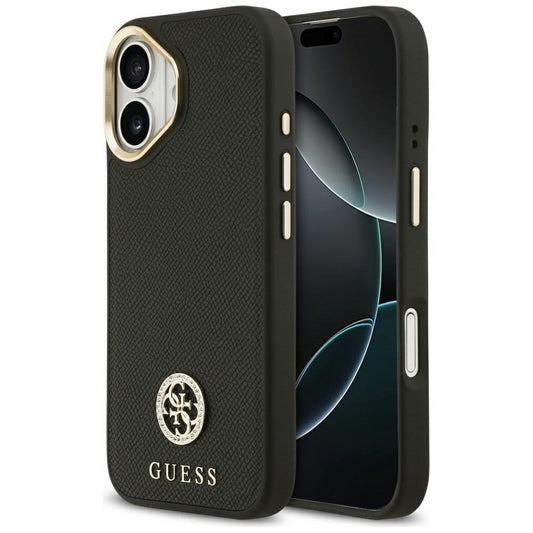 MagSafe hoesje voor Apple iPhone 17, Guess, Grained Strass Logo, Zwart